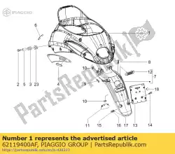 Tutaj możesz zamówić plastikowa owiewka korpusu -l. H. Od Piaggio Group , z numerem części 62119400AF: