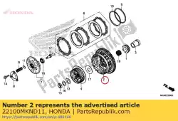 Ici, vous pouvez commander le embrayage extérieur auprès de Honda , avec le numéro de pièce 22100MKND11: