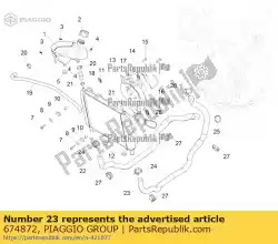 Aquí puede pedir tubo de conexión del extremo grande del radiador de Piaggio Group , con el número de pieza 674872: