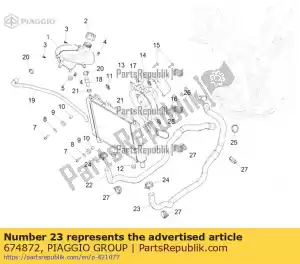 Piaggio Group 674872 tubo de conexión del extremo grande del radiador - Lado inferior