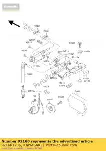 Kawasaki 921601736 amortisseur, support - La partie au fond