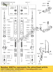 Ici, vous pouvez commander le amortisseur-assy, ?? Fourche, rh, silv auprès de Kawasaki , avec le numéro de pièce 44071088356D: