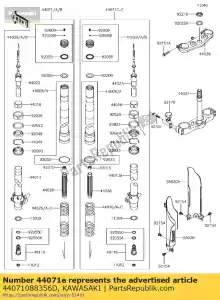 Kawasaki 44071088356D amortisseur-assy, ??fourche, rh, silv - La partie au fond