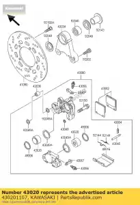 Kawasaki 430201107 freno de pistón - Lado inferior