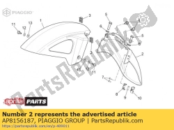 Aprilia AP8156187, Guardabarros delantero lado trasero, OEM: Aprilia AP8156187