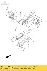 yamaha 901100682500 perno, cabeza hexagonal - Lado inferior