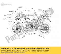 Aprilia 2H002694, Sticker linker zijkuip 