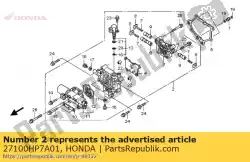 Aquí puede pedir conjunto de cuerpo, válvula principal de Honda , con el número de pieza 27100HP7A01: