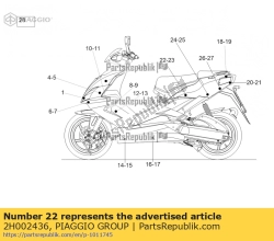 Aprilia 2H002436, Decal carena fascia anteriore destra, OEM: Aprilia 2H002436