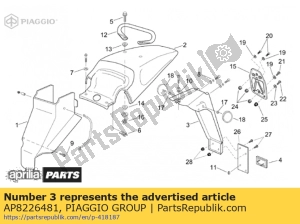 aprilia AP8226481 number plate holder. grey - Upper side