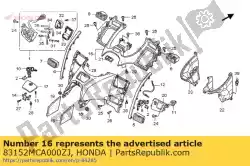 Aqui você pode pedir o abrigo, para * r274m * em Honda , com o número da peça 83152MCA000ZJ: