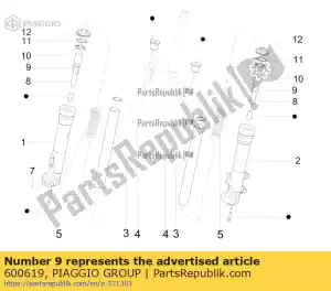 Piaggio Group 600619 fork spring - Bottom side