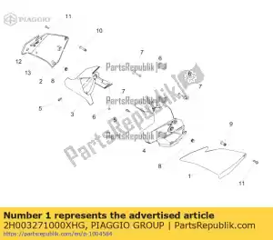 Piaggio Group 2H003271000XHG lh lat.fairing, grey - Bottom side