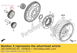 Honda 28106MGSD30 engranaje, arrancador (51t) - Lado inferior
