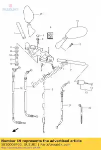 Suzuki 5830008F00 cable, throttle - Bottom side