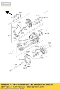 Kawasaki 410681413 axle,rr - Bottom side