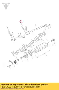 triumph T1191002 fork, c, selector, output - Bottom side