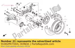 Here you can order the bearing, radial ball, 22x47x14 from Honda, with part number 91002MCT003: