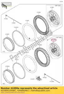 kawasaki 410900100WC wiel, rr, 1.60x12, zwart kx65aaf - Onderkant