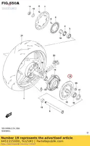 Suzuki 6451115H00 roda dentada, rr nt - Lado inferior