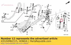 Ici, vous pouvez commander le jeu de pistons, maître-cylindre (nissin) auprès de Honda , avec le numéro de pièce 43520MB2315: