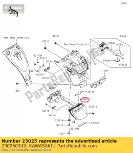 kawasaki 230250342 cauda de lâmpada en650aff - Lado inferior