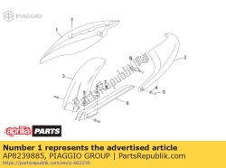 Aprilia AP8239885, Carenatura posteriore rh, grigio / blu, OEM: Aprilia AP8239885