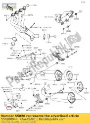 bewaker, lh zx1400fef van Kawasaki, met onderdeel nummer 550200944, bestel je hier online: