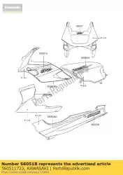 Aqui você pode pedir o marca, tampa lateral, 500s ex500-d5 em Kawasaki , com o número da peça 560511723:
