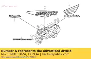 Honda 64233MBL610ZA mark, l. middle cowl *typ - Bottom side