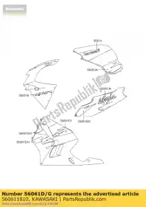 Kawasaki 560611810 patrón, carenado lwr, f - Lado inferior