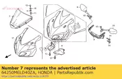 Aqui você pode pedir o conjunto windscreen (wl) * type1 * (type1) em Honda , com o número da peça 64250MELD40ZA: