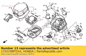 Honda 17251MBTD10 duto, entrada do filtro de ar - Lado inferior