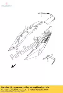 suzuki 4731101DA0Y9H cubierta, centro - Lado inferior