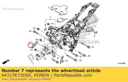 blijf, r. Kap onder van Honda, met onderdeel nummer 64315K33D00, bestel je hier online:
