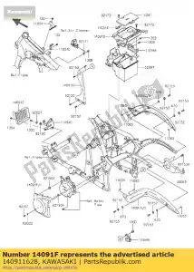 kawasaki 140911628 cover,reservoir tank vn900d8f - Bottom side