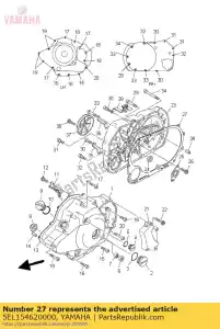 yamaha 5EL154620000 pakking, carterdeksel 3 - Onderkant