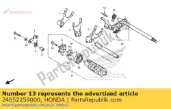 Here you can order the pin, shift return spring from Honda, with part number 24652259000: