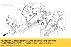 Honda 64400MBW840ZA conjunto de capucha, r. inferior (wl) * - Lado inferior