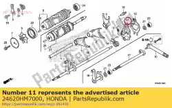 Aqui você pode pedir o braço comp., mastro de mudança de marcha em Honda , com o número da peça 24620HM7000: