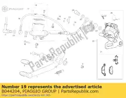 Aqui você pode pedir o mangueira de freio traseiro em Piaggio Group , com o número da peça B044204: