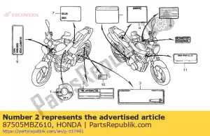 honda 87505MBZ610 geen beschrijving beschikbaar - Onderkant