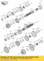 131280706, Kawasaki, 01 sortie arbre-transmission kawasaki  400 2018 2019 2020 2021, Nouveau