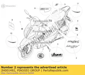 Piaggio Group 2H001492 placa de identificação 