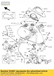 Here you can order the tank-comp-fuel,gray/whit vn900 from Kawasaki, with part number 51087527540G: