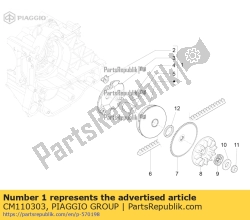 Aprilia CM110303, Halve poelie assy., rijden, OEM: Aprilia CM110303