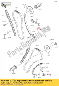 kawasaki 921511136 bolt,tensioner vn800-b1 - Bottom side