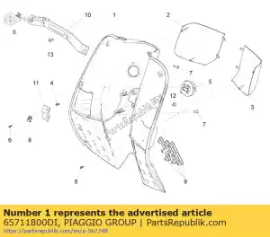 Piaggio Group 65711800DI malowana p?yta tylna os?ony nóg - Dół