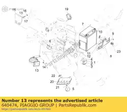 Ici, vous pouvez commander le avertisseur sonore 12v auprès de Piaggio Group , avec le numéro de pièce 640474: