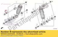 964001004500, Honda, perno, brida, 10x45 honda nps zoomer  cb hornet f cbr s f2 rossi fr rr sport fs rvf r cbf n na sa rii rvf400r cb600f cb600f2 trx250ex sporttrax sportrax nps50 trx250x trx250tm trx250tm1 50 600 400 250 , Nuevo